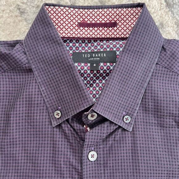 Men’s Ted Baker London Purple Button Down Shirt - Picture 2 of 4